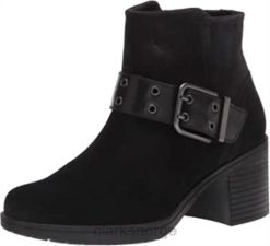 Clarks kvinner svart semsket kombi clarks hollis star ankelstøvlett for kvinner 8N86P1032 sort semsket kombi