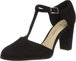 Clarks kvinner svart semsket skinn dame kayl85 tbar t-bar pumps clarks 8N86P444 svart semsket skinn