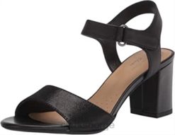 Clarks kvinner svart skinn clarks kvinners deva alice sandal med hæl 8N86P464 Svart lær