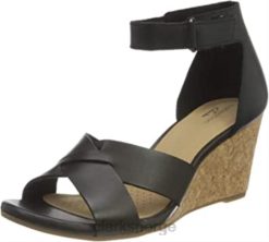 Clarks kvinner svart skinn clarks kvinners margee gracie sandal med hæl 8N86P1067 Svart lær