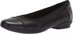 Clarks kvinner svart skinn dame sara ballett flat svart skinn clarks 8N86P460 Svart lær