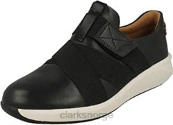 Clarks kvinner svart skinn dame un rio stropp lavtopp sneakers clarks 8N86P220 Svart lær
