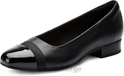 Clarks kvinner svarte clarks kvinners juliet monte sandaler med lukket tå 8N86P1619 svart skinn svart skinn