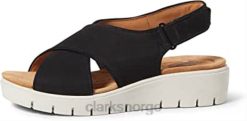 Clarks kvinner svarte kvinners un karely sun flip flops clarks 8N86P108 svart nubuck