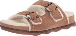 Clarks kvinner tan semsket skinn clarks kvinners brynn sparkle flat sandal 8N86P1336 brunt semsket skinn