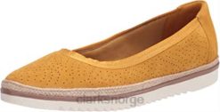 Clarks kvinner yel low semsket clarks kvinners serena kellyn loafer flat 8N86P1323 gult semsket skinn
