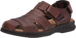 Clarks menn Clarks brunt tumlet skinn herre hapsford cove fisherman sandal 8N86P1841 brunt tumlet skinn