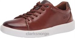 Clarks menn clarks menns cambro lav sneaker mørk brunt skinn 8N86P1474 mørkt brunt skinn