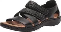 Clarks menn clarks svart skinn herre laurieann holly flat sandal 8N86P2017 Svart lær