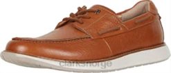 Clarks menn Clarks tan leather menn un pilot blondesko 8N86P1881 brunt skinn