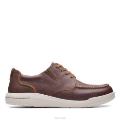 Clarks menn driftway lav mørk tan leather clarks mørk tan leather 8N86P6781 mørkt brunt skinn