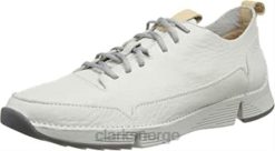 Clarks menn hvitt hvitt skinn clarks tri spark lave sneakers for menn 8N86P1832 hvitt hvitt skinn