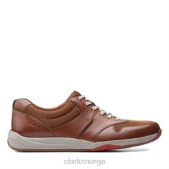 Clarks menn langton race dark tan leather clarks 8N86P4430 mørkt brunt skinn