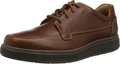 Clarks menn mørkt brunt skinn clarks menns un abode ease oxford flat 8N86P1475 mørkt brunt skinn