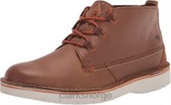 Clarks menn østford mid chukka støvel for menn i mørk tan skinn clarks 8N86P1294 mørkt brunt skinn