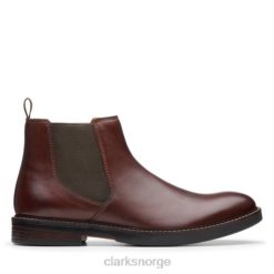 Clarks menn paulson up clarks mahoga ny skinn 8N86P4549 mahogni skinn