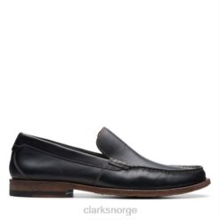 Clarks menn svart skinn clarks pace barnes 8N86P4507 Svart lær