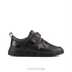Clarks unisex clarks encode flash jnr g passform sort skinn 8N86P4946 Svart lær