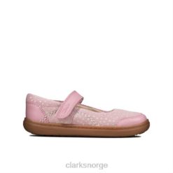 Clarks unisex Clarks støvete rosa skinn flash stripe inf f passform 8N86P4681 støvete rosa skinn