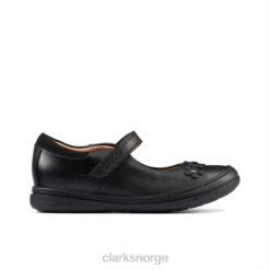 Clarks unisex scooter jump jnr g fit clarks sort skinn 8N86P4687 Svart lær