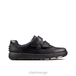 Clarks unisex sort skinn clarks rex pace jnr f passform 8N86P4947 Svart lær
