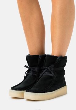 Clarks unisex wallabee cup ankelstøvletter med snøre i clarks sort 8N86P7085 svart